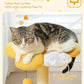 28" Flower Cat Tree Cute with Flower Top Perch, Large Hammock for Indoor Small Cats, Small Cat Tower with Cute Scratching Post and Fur Toy Ball for Kittens, Yellow