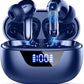 Wireless Earbuds, Bluetooth 5.4 Headphones, ENC Noise Cancelling Mic Ear buds with Stereo Bass, 48H Playtime Earphones , LED Display, IP7 Waterproof In Ear EarBuds for Phone Android iOS Sports, Blue