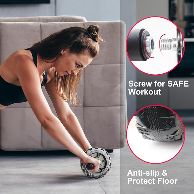 Ab Roller Wheel, Ab Workout Equipment for Difficult Abdominal & Core Strength Training, 880 lbs Weight Capacity No Noise Ab Wheel Exercise Equipment for Home Gym Core Workout, Ab Wheel Roll