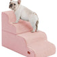 Dog Step for Bed, Dog Stair 4-Step 35D Pet Stair 19.7" H for High Bed or Sofa Non-Slip Balanced Pet Step Indoor, Pink