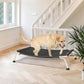 Veehoo Elevated Dog Bed for Outdoor, Cooling Waterproof Raised Dog Cots Beds for Large Dogs, Curved Off Ground Pet Hammock Cot Lifted for Outside, up to 85lbs, White Legs, Black 42"