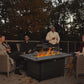 Propane Fire Pit Table,44 Inch 55000 BTU Outdoor Gas Fire Pit Rectangular with Glass Wind Guard for Outside Patio Deck (Brown-Aluminum Top)