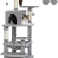 PAWZ Road Cat Tree, 53.5 Inches Tall Cat Tower with Spacious Hammocks, Condos and Scratching Posts, Cat House with Dual Padded Perches for Indoor Large Cats-Gray