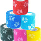 Pet Bandage 6 Rolls, Adhesive Bandage, Self Adhesive Bandage, First Aid Adhesive Gauze, for Horses, Dogs,Cats, Birds, Animals (Paw Prints, 2 Inch (Pack of 6))