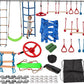 Slsy 60FT Ninja Warrior Obstacle Course (10 Obstacles), Ninja Slackline Kit for Kids, Durable Playset Equipment with 10 Complete Set-Monkey Bar,Swing, Climbing Ladder & Net