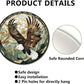Lygond Metal Sign Tin Sign Circular Stained Glass American Bald Eagle Inspirational Wall Art for Club 8×8 Inches