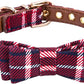 Puppy Collars for Small Dogs - StrawberryEC Adjustable Puppy Id Buckle Collar Leather. Cute Plaid Red Bowtie Dog Collar (Bow-Red)