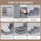Pet Stairs with Storage, Pet Step for Small Dogs and Cats, 3-Step Folding Pet Steps with Zip, Cat Stairs Dog Steps for Bed, Couch and Car Ramp (Gray, 3 Steps no Condo)