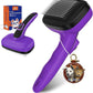 Dog Self Cleaning Slicker Brush for Shedding, Ideal for Short Long Haired Dogs, Including Cat. Removes Loose Fur, Undercoat, Mats, Tangled Hair. Suit for Large Medium Small Animal, Purple
