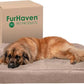 Furhaven Orthopedic Dog Bed for Large Dogs w/ Removable Bolsters & Washable Cover, For Dogs Up to 125 lbs - Plush & Suede Sofa - Almondine, Jumbo Plus/XXL