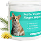 Dog Ear Cleaner Wipes Grooming Kit Care for Dogs & Cats Pet Ear Relief Gently Remove Ear Wax Debris and Smelly 50 Pcs Unscented