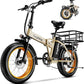 1000W Folding Electric Bike, 48V 20AH Large Removable Battery E Bike, 30+MPH, 80 Miles Max Range, 20" Fat Tire Electric Bike for Adults, Adult Electric Bicycles for Commute Beach Snow