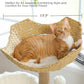 Modern Cat Tree for Large Cats, Wood Cat Tower for Indoor Cats, Real Branch Luxury Cat Furniture with Super Large Cozy Condo and Hammock & Scratching Post, Top Basket, White
