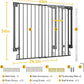 Cumbor 34" Extra Tall No Bottom Bar Baby Gate for Stairs, Auto Close Dog Gate Indoor for Larger Pets, 29.2-43" Hardware Mounted Safety Gate for Doorways, Wide Walk Thru Door for Easy Access (Black)