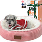 23in Pink Round Cat Dog Bed for Large Medium Small Dogs Cats, Machine Washable Sleeping Sofa, Non-Slip Bottom Breathable Soft Calming Pet Cuddler for Indoor/Outdoor/Car/Cage