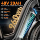 1500W Peak Motor Electric Bike for Adults Up to 80 Miles 30MPH Dirt Ebike 20" x 4 Fat Tire 48V 20Ah Removable Battery Mountain E Bike Commuter Full Suspension Bicycles for Men Women
