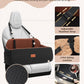 Dog Car Seat for Large Medium Dogs, Pet Car Seat Under 55 lbs or 2 Puppies, Removable Washable Pets Travel Booster Bed for Automotive Backseat with Comfy Thick Cushion, 2 Safety Leashes(Black/Brown)