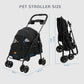 4 Wheels Pet Stroller,One-Click Folding Portable Folding Dog Cat Stroller,Sunshade, Storage Bag, Waterproof Oxford Fiber，Breathable and Visible Mesh for Small/Medium Pets up to 33 lbs,Black ﻿