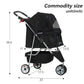 Travel Folding Pet Jogger for Small Medium Dog Cat - Folding Stroller with Storage Basket, Removable Cup Holders (Black, 3 Wheels)