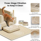 Stainless Steel Cat Litter Box - Enclosed XL Metal Kitty Litter Box with Lid for Big Cats, High Sided, Anti-Leakage, Easy Cleaning, Non-Sticky, Included Spoon & Aisle (Khaki)
