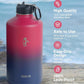 Coolflask 128 oz Gallon Water Bottle Insulated with Straw&3 Lids, Water Jug Large Stainless Steel Metal Vacuum Wide Mouth for Sports, Gym or Office, Non-BPA Keep Cold 48H Hot 24H, Ombre Wine/Navy