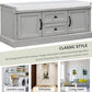 Shoe Storage Bench with 2 Drawers and 2 Cabinets, Pine Wood Shoe Bench with Removable Cushion for Living Room, Entryway 42.5" L x 15.9" W x 17.5" H (Gray Wash)