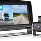 Fookoo Ⅱ 7" HD 1080P Wired Backup Camera System, 7-inch Dual Split Screen Monitor W/Recording IP69 Waterproof Front View Rear View Camera Parking Lines for Truck/Trailer/RV/Skid Steer (FHD2)