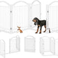 BHG Metal No-Assembly Freestanding Dog Gate with Door Walk Through, Extra Wide 96", Extra Tall 32" Pet Gate, Accordion Puppy Folding Playpen Dog Fence, with 2PCS Support (White, 4 Panels)
