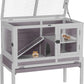 Aivituvin Wooden Guinea Pig Cages Indoor with Removable Stand, Anti Chewing Rabbit Hutch with Ramp and Wire Mesh, 2 Story Small Animals House Habitat with Pull Out Tray (Gray&Purple)