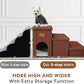 Dog Stairs with Condo 18" H, 3-Step Wider Dog Steps for High Beds Couch, Folding Storage Pet Stairs Gift for Small/Medium/Large Old Dogs Cats, Ramp for Climbing Car Up to 200 lbs, Brown