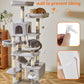 Taoqimiao Cat Tree, 71-Inch Cat Tree Cat Tower for Indoor Cats, Plush Multi-Level Cat Condo with 10 Scratching Posts, 2 Perches,Basket, 2 Caves,Hammock, 2 Pompoms,MS020W Light Gray