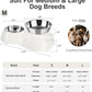 Double Dog Bowls Set – Non-Slip Pet Food & Water Dishes with Resin Stand, Includes Small (1 Cup) & Medium (2 Cups) Bowls – Ideal for Puppies, Cats, and Medium Dogs – White