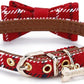 Puppy Collars for Small Dogs - StrawberryEC Adjustable Puppy Id Buckle Collar Leather. Cute Plaid Bandana Dog Collar (Bow-Red Grid)