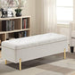 45.6 Inch Velvet Storage Bench Upholstered Tufted Settee Ottoman Bench with Storage, Bed End Bench with Soft Close Lid, for Bedroom, Living Room, Entryway, Rectangular Accent Bench, Beige