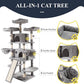 Allewie 68 Inches Cat Tree/House and Towers for Big Feline/Scratching Post/Multi-Level Large Kitty Climbing Tree with Condo/Light Grey
