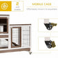 PawHut Wooden Rabbit Hutch Elevated Bunny Cage Indoor Small Animal Habitat with Enclosed Run with Wheels, Ramp, Removable Tray Ideal for Guinea Pigs, Brown