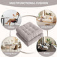 Tiita Meditation Floor Pillows, 22 Inch Square Floor Cushions for Adults, Thicken Tufted Seat Pad Set of 2, Large Floor Cushion for Yoga Garden Living Room Balcony Office Tatami, Grey