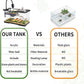 (Tank + Light + Filter Balls) Turtle Tank Kit, Turtle Tank Starter Kit,Bottom Drainage, Multi-Function Areas for Turtles, Crabs,Fishes, Amphibians,Reptiles. (15.75 x 8.64 x 8.64 Inch)