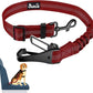 SlowTon Dog Seat Belt, Adjustable Dog Safety Belt Leash, 2 in 1 Latch Bar Attachment Dog Car Seatbelt with Elastic Nylon Bungee Buffer, Reflective Nylon Belt Tether(Red 35.5in)