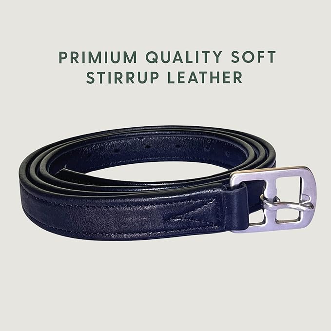 Non-Stretch Soft Stirrup Leather with Stainless Steel Hardware 1 Pair Pack of 2