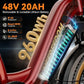 1500W Peak Motor Electric Bike for Adults Up to 80 Miles 30MPH Dirt Ebike 20" x 4 Fat Tire 48V 20Ah Removable Battery Mountain E Bike Commuter Full Suspension Bicycles for Men Women