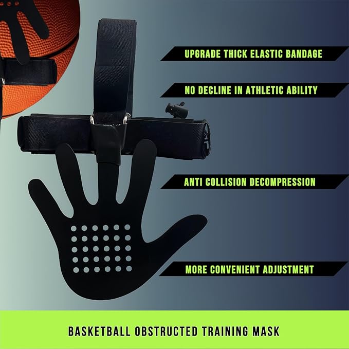 Generic Headgear Blocking Guards Basketball Defensive Mask, 3D Eye-Blocking Shooting Dribble Training Mask, Guard Shooter Jump Shot Basketball Game Training Equipment, Improving Skills, Black