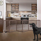ZJSF Foldable Freestanding Indoor Dog Gate for House Wood Long Pet Gates Dog Fence for Stairs Puppy Gates for Hallways, Puppy Gate,Support Feet Included, Brown, 32 "Height-6 Panels