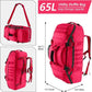 65L Large Duffle Bag, 3-in-1 Tactical Backpack MOLLE Pack for Sports, Gym, Outdoor, Red