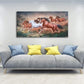 Yxbhhym Large Wall Art Running Horse Canvas Wall Art Animal Picture Prints Eight Horses Paintings Posters Animal Artwork for Wall Living Room Decor Framed Modern Farmhouse Decoration-24x48inches
