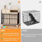 35.5" Dog Crate Furniture, Wooden Dog Crate Furniture for Medium Small Dogs, Wooden Dog Kennel End Table with Drawer and Open Shelves, Sliding Door Dog Kennel Furniture