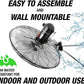 OEMTOOLS 30" Outdoor Wall Mount Fan, 80° Oscillating Fan 7200 CFM Max, Water Resistant, Use in Garage, Gym, Warehouse, Factory and Jobsite