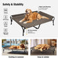 Veehoo Cooling Elevated Dog Bed, XL Raised Pet Cot with Guardrail & Slope Headrest, Durable Breathable Teslin Mesh, Non-Slip Feet, Washable Dog Couch Bed for Indoor & Outdoor, 50.5" x 33.5, Brown