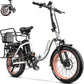 Folding Electric Bike for Adults with Peak 1000W Motor, 48V 20AH Battery up to 30MPH 80 Miles, 20" Fat Tire All Terrain Ebike, Front Suspension 7-Speed Commuter E Bike, Step-Thru, UL Certified