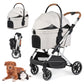 T6 Luxury Pet Stroller for Medium Dogs Up to 66lbs or 2 Small Pets – 3-in-1 Dog & Cat Stroller with Removable Carrier, Foldable & Lightweight (Beige)